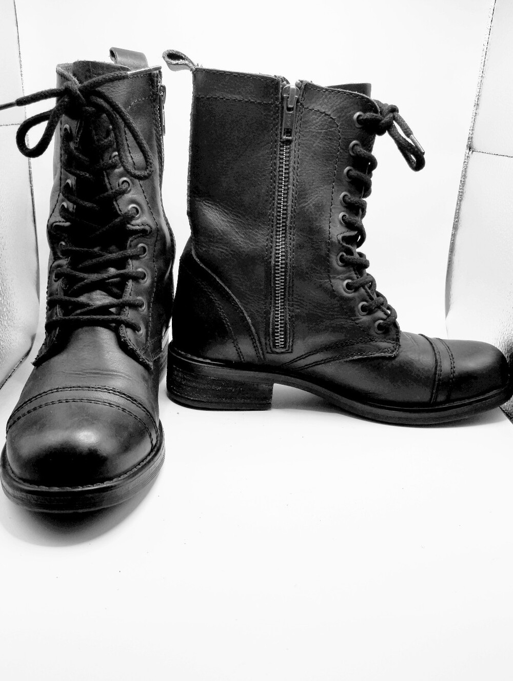 Steve Madden Tropa/Troopa Leather Combat Boots Black Size 8M
